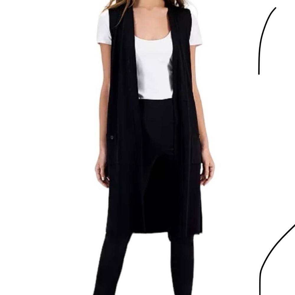 TAHARI Black Women's  Long Cardigan size S